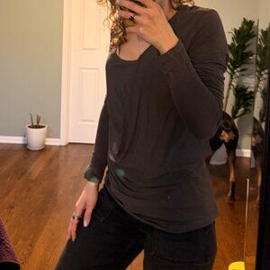 Vince Charcoal Gray Draped Long Sleeve Top – Size XS